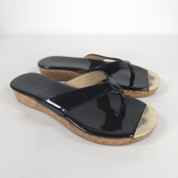 JIMMY CHOO Black Pence PATENT LEATHER Cork Thong MADE IN SPAIN 🇪🇸 Sandal 36 - Picture 3 of 12